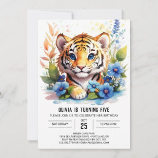 Wildblume Tiger Boy Geburtstag Einladung