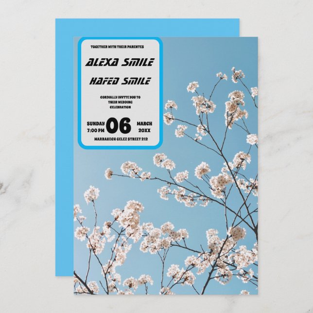 Wildblume-Torfhochzeit Einladung, Hübsches Bett Einladung (Vorne/Hinten)