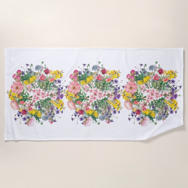 Wildblume Trio Beach Handtuch (Vorderseite)