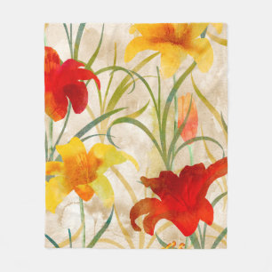 Wildblume Tulpe Blume Muster in Wasserfarbe Fleecedecke