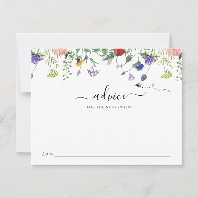 Wildblume und Bienenberatung für die Newlyweds-Kar Einladung (Vorderseite)