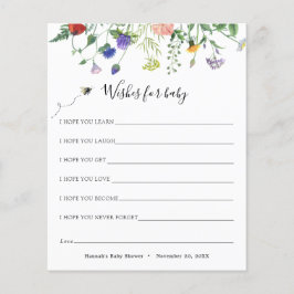 Wildblume und Bienenwünsche für Babykarte