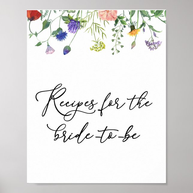 Wildblume und Buzzing Bienen Rezepte Signatur Poster (Vorne)