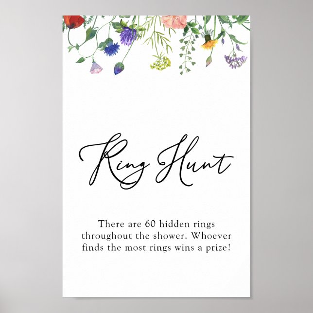 Wildblume und das Buzzing Bees Ring Hunt Sign Poster (Vorne)