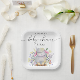 Wildblume und Lamm - Babydusche Pappteller