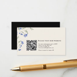Wildblume und QR-Code für Hochzeiten Begleitkarte