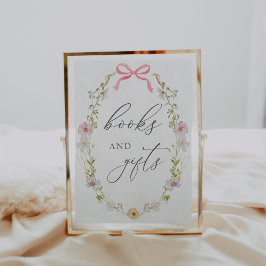 Wildblume und rosa Bücher und Geschenke Unterschri Poster