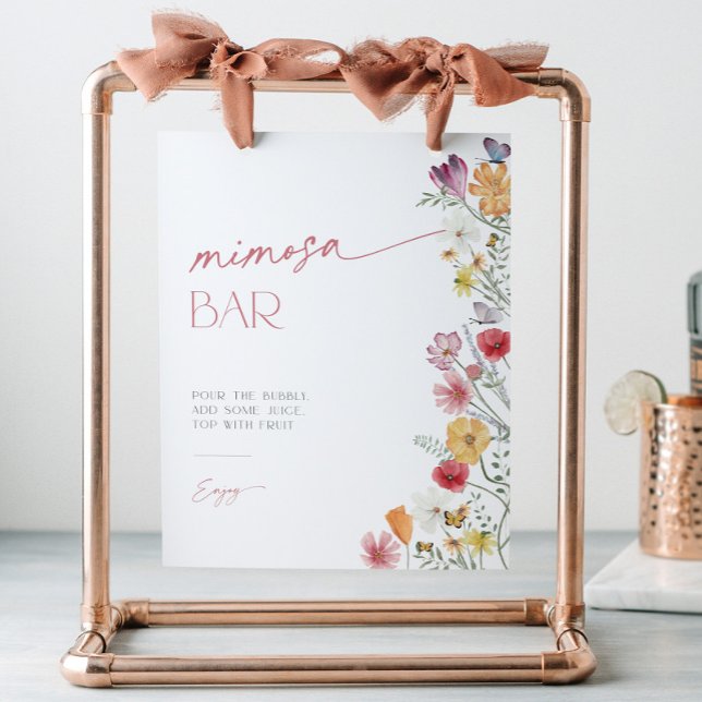 Wildblume und Schmetterling Mimosa Bar Cocktail Dr Sockelschild (Wildflower and Butterfly Mimosa Bar Sign)