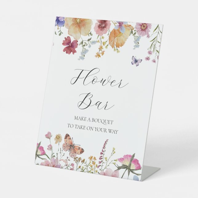 Wildblume und Schmetterlinge Blume Bouquet Bar Sig Sockelschild (Vorderseite)