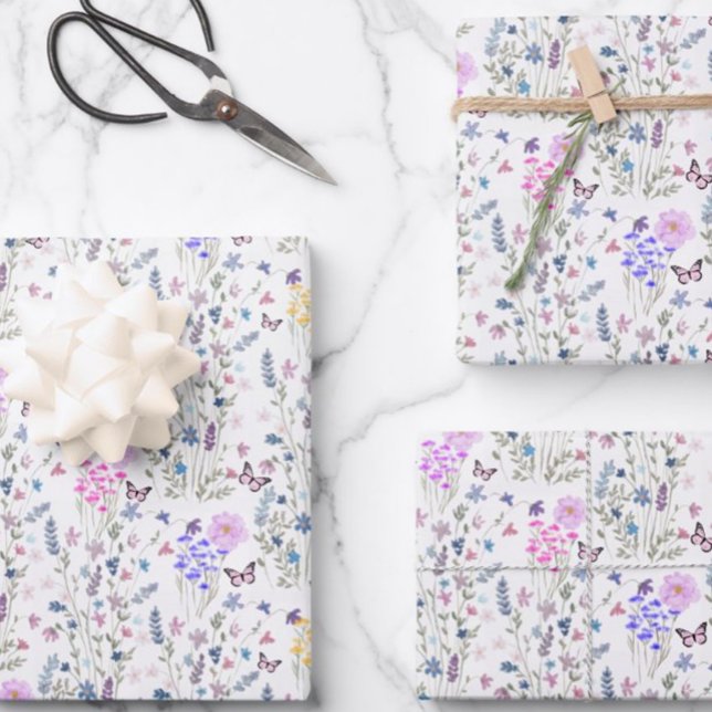 Wildblume und Schmetterlinge Blumengarten Geschenkpapier Set (Von Creator hochgeladen)