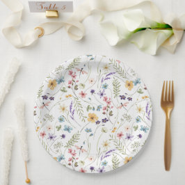 Wildblume und Schmetterlingsmuster Pappteller