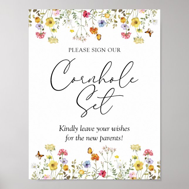 Wildblume Unterschreiben Sie unser Cornhole Set Ba Poster (Vorne)