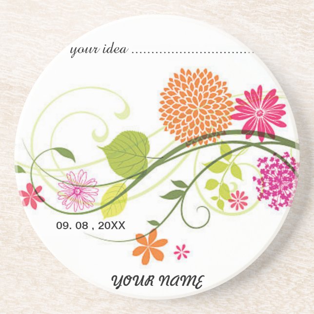 Wildblume Untersetzer Set , komplexe botanische De (Vorne)