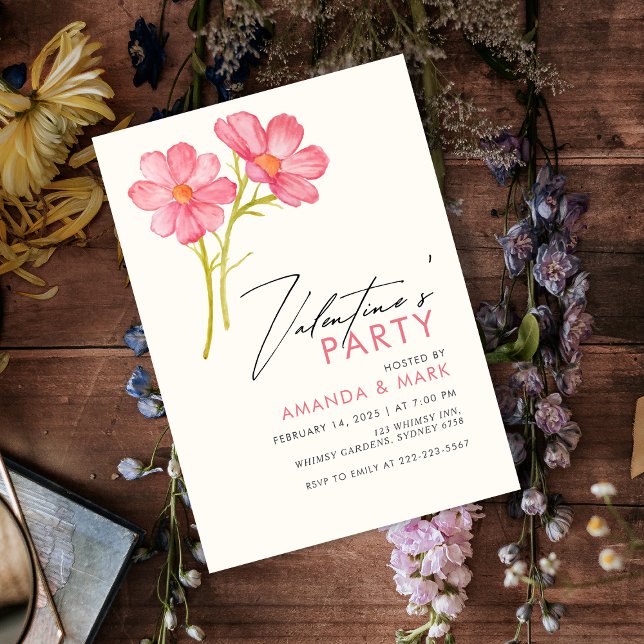 Wildblume Valentinisches Party Einladung (Von Creator hochgeladen)