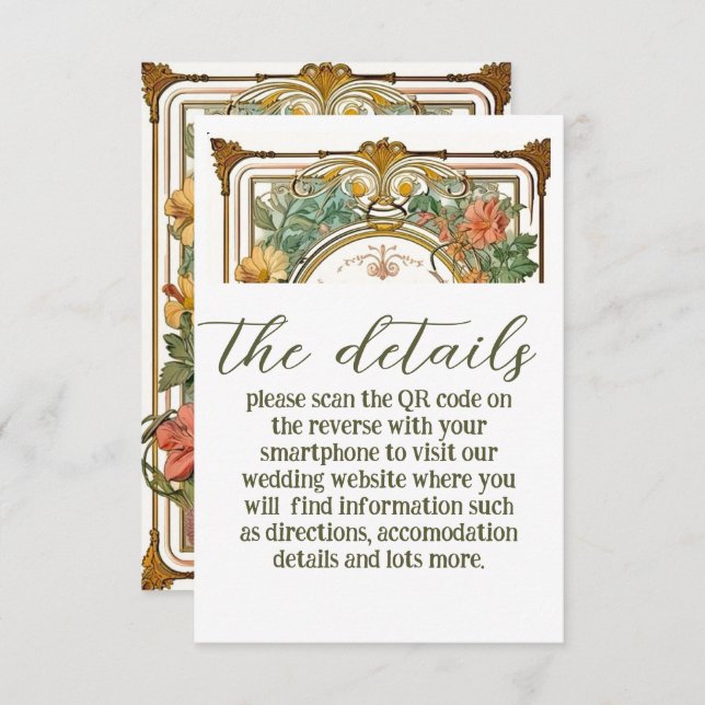 Wildblume Viktorianische Verzierte Grenzhochzeit Begleitkarte (Vorne/Hinten)