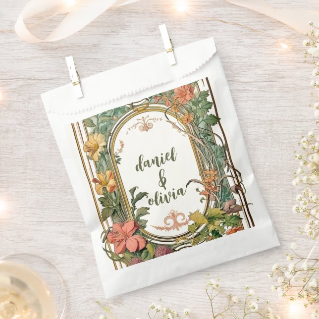 Wildblume Viktorianische Verzierte Grenzhochzeit Geschenktütchen (Ausgeschnitten)