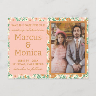 Wildblume Vines Custom Foto Save the Date Postkarte