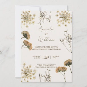Wildblume Vintag Retro elegante Hochzeit Einladung