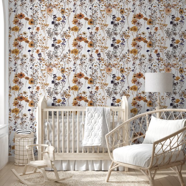 Wildblume Vintages Blume Muster getrocknet Tapete (Kinder)