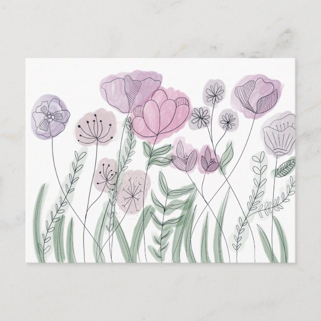 Wildblume von Aquarellen Ankündigungspostkarte (Vorderseite)