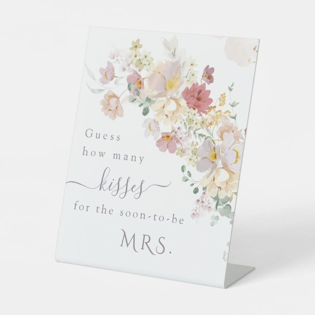 Wildblume von Aquarellen Lila Brautspiel Sockelschild (Vorderseite)