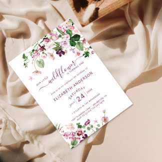 Wildblume von Aquarellen zum ersten Geburtstag Einladung