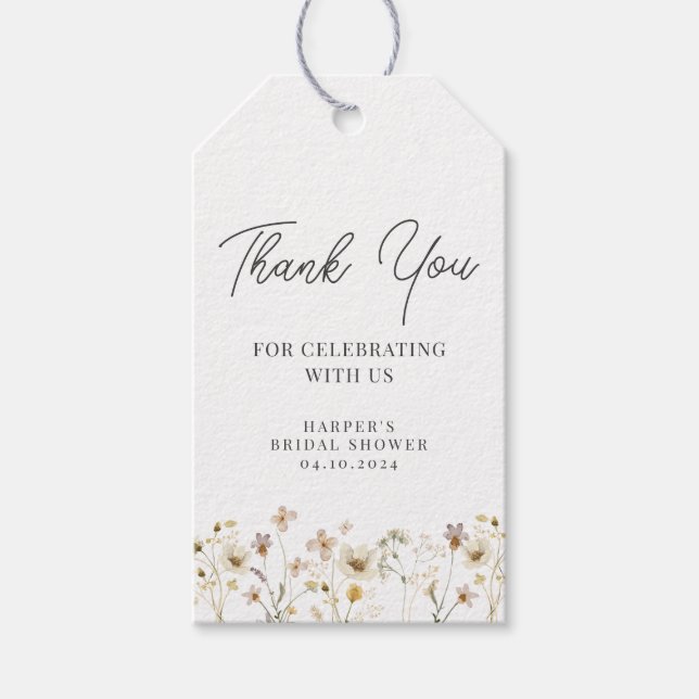 Wildblume von Aquarellfarben Danke Geschenkanhänger (Vorderseite)