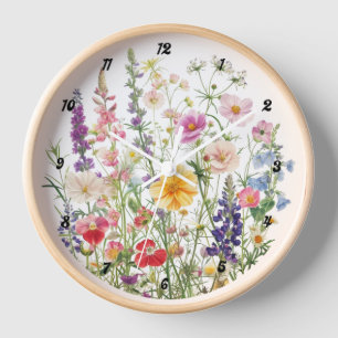 Wildblume Wall Clock, Blume Wall Clock Uhr