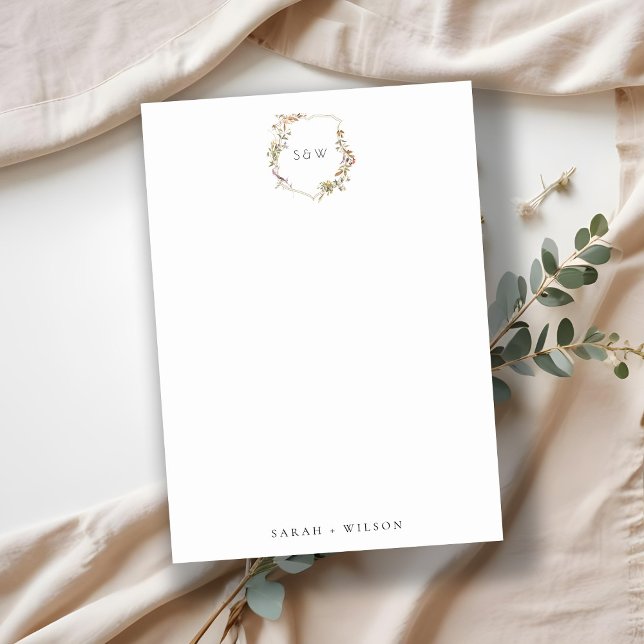 Wildblume-Wappen mit dunkelrosa Rosa Mitteilungskarte (Von Creator hochgeladen)