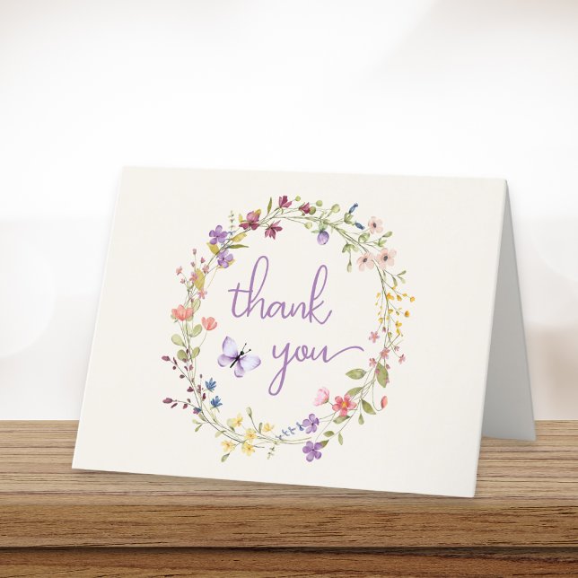 Wildblume Wasserfarbcreme Babydusche Dankeskarte (Von Creator hochgeladen)