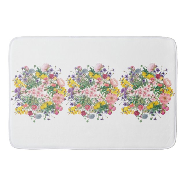 Wildblume Wasserfarbe Badematte (Vorderseite)