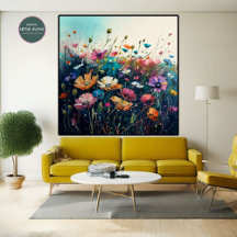 Wildblume Wasserfarbe Feld 1:1 Poster Mauer Art