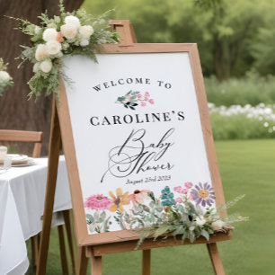 Wildblume Wasserfarbe Kinderdusche Begrüßungszeich Poster