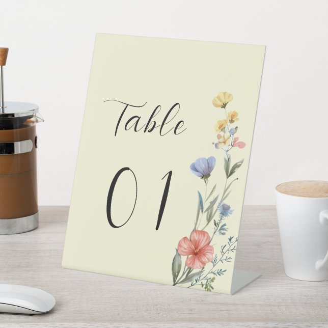 Wildblume Wasserfarbe Kinderdusche Tischnummern Sockelschild (In SItu)