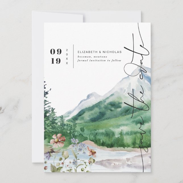 Wildblume Wasserfarbe | SAVE THE DATE (Vorderseite)