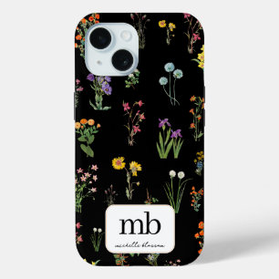 Wildblume Wasserfarbe Schwarzer Botanischer Flor Case-Mate iPhone Hülle