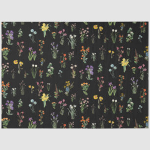Wildblume Wasserfarbe Schwarzer Botanischer Flor Seidenpapier