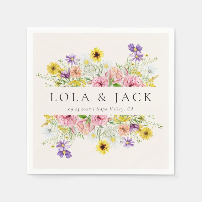 Wildblume Wasserfarbe Serviette (Vorderseite)