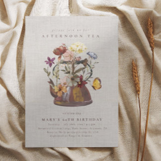 Wildblume Wasserfarbe Tee Party Geburtstag Einladung