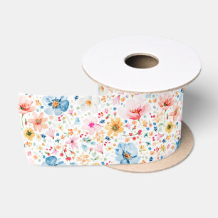 Wildblume Wasserfarben Muster Elegant Satinband