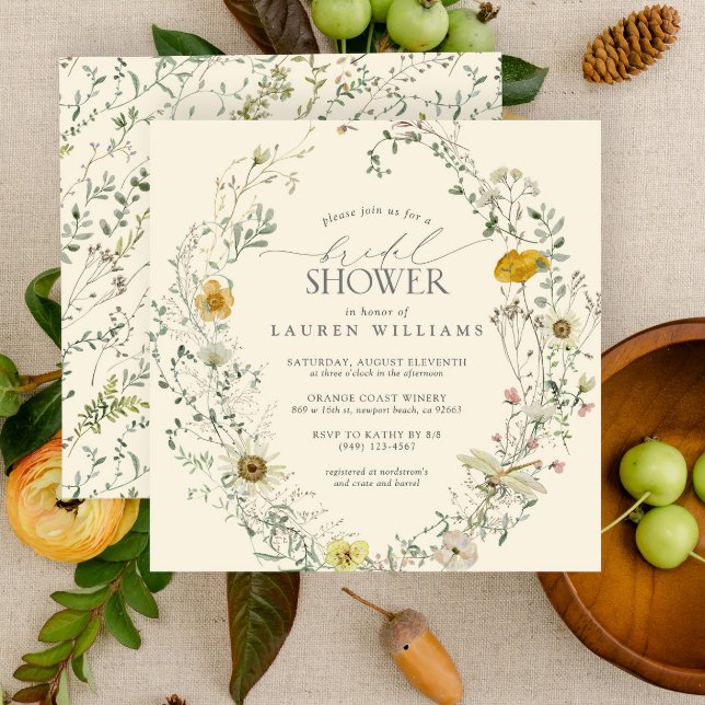 Wildblume Wasserfarben Sommer Herbst Brautparty Einladung (Bridal Shower Invitation)