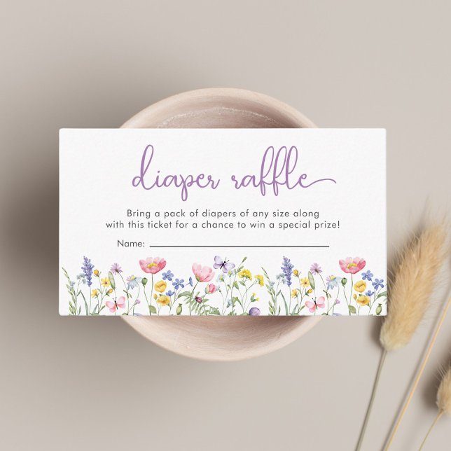 Wildblume Wasserfarben Windeln Raffle Babydusche Begleitkarte (Von Creator hochgeladen)