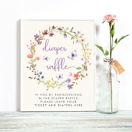 Wildblume Wasserfarben Windeln Raffle Babydusche Poster