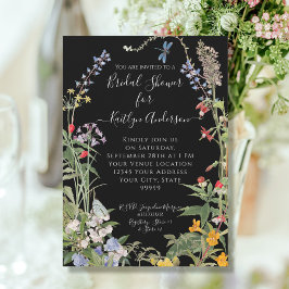Wildblume Wasserfarbenes Schwarzes Brautparty Einladung