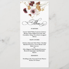 Wildblume Wasserfarbenflorale Hochzeit Menükarte