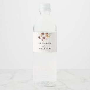 Wildblume Wasserfarbenflorale Hochzeit Wasserflaschenetikett