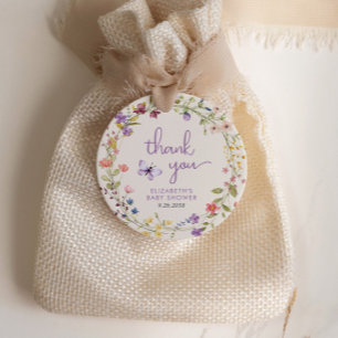 Wildblume Watercolor Baby Dusche Mädchen Danke Geschenkanhänger