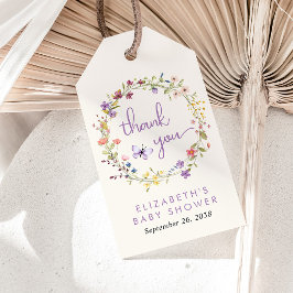 Wildblume Watercolor Baby Dusche Mädchen Danke Geschenkanhänger