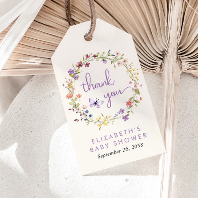 Wildblume Watercolor Baby Dusche Mädchen Danke Geschenkanhänger (Von Creator hochgeladen)