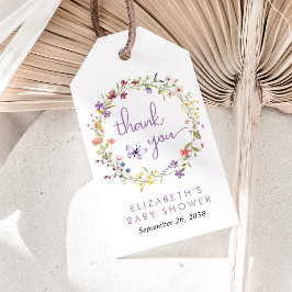 Wildblume Watercolor Baby Dusche Mädchen Danke Geschenkanhänger